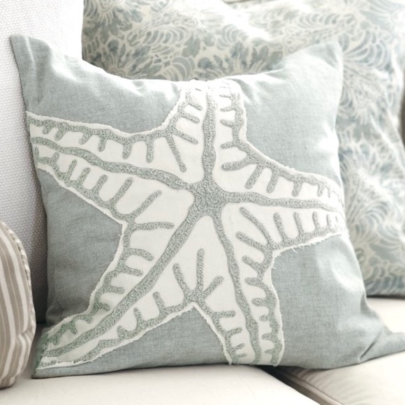 Pottery Barn Accents Pottery Barn Embroidered Starfish Pillow Cover